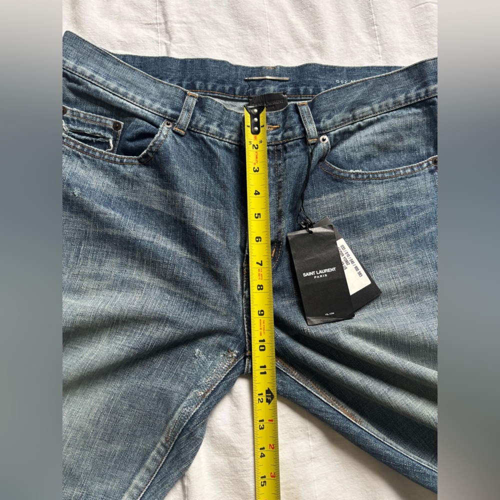 Saint Laurent Men's Faded Blue Slim Jeans - Picture 12 of 13